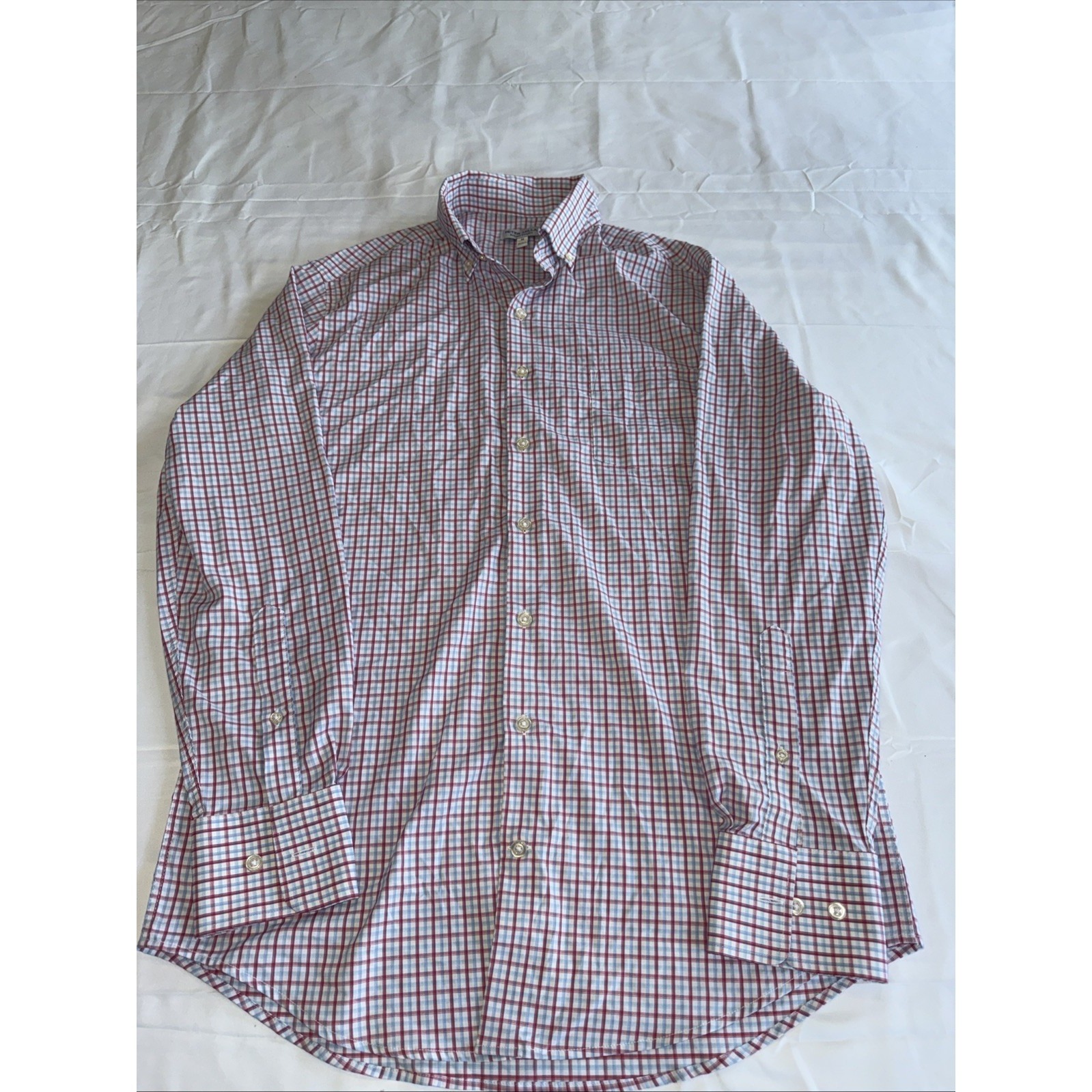 Peter Millar Summer Comfort Men's Medium Long Sleeve Plaid Button Up Collared